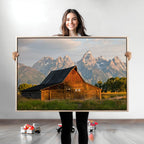Rustic Barn Wall Art Canvas Print, Framed Western Landscape Art, Farmhouse Style Decor
