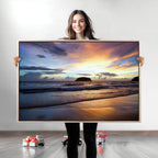 Beach Sunset Wall Art Canvas Print, Tropical Ocean Waves