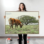 Texas Longhorn Wall Art Canvas Print, Rustic Western Ranch