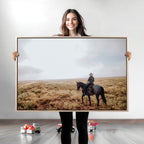 Cowboy Wall Art Canvas Print, Framed Western Rustic Ranch Scene
