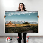 Rustic Farmhouse Wall Art Canvas Print, Teton Range Mormon Row Barn