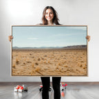 Desert Plains Wall Art Canvas Print, Golden Light Over Dry Grass and Open Horizon