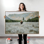 Wild Bison Wall Art Canvas Print, Majestic Mountain Pines and Misty Wilderness