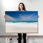 Ocean Breeze Wall Art Canvas Print, Aqua Waves and Coastal Horizon Under a Blue Sky