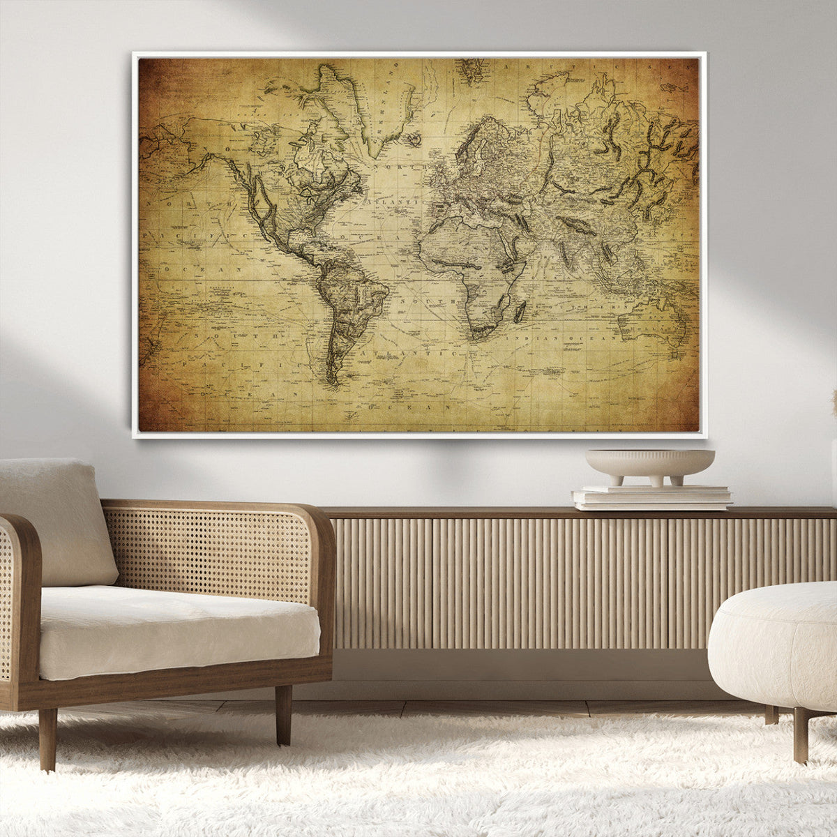 Push Pin World Map Canvas Print | Travel Tracker Wall Art