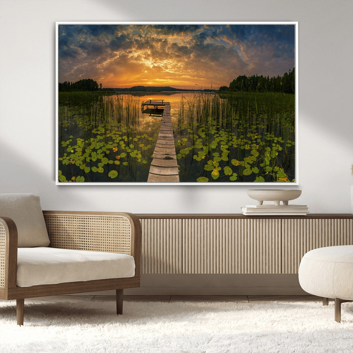 Lake and Flower Wall Art Canvas Print