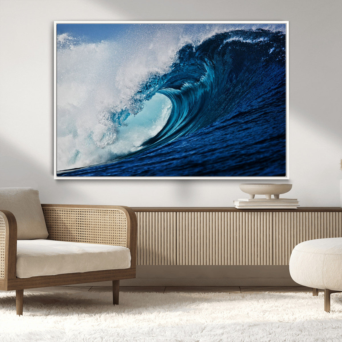 Ocean Wave at Sunset Canvas Art, Large Wall Print of Vibrant Water Waves