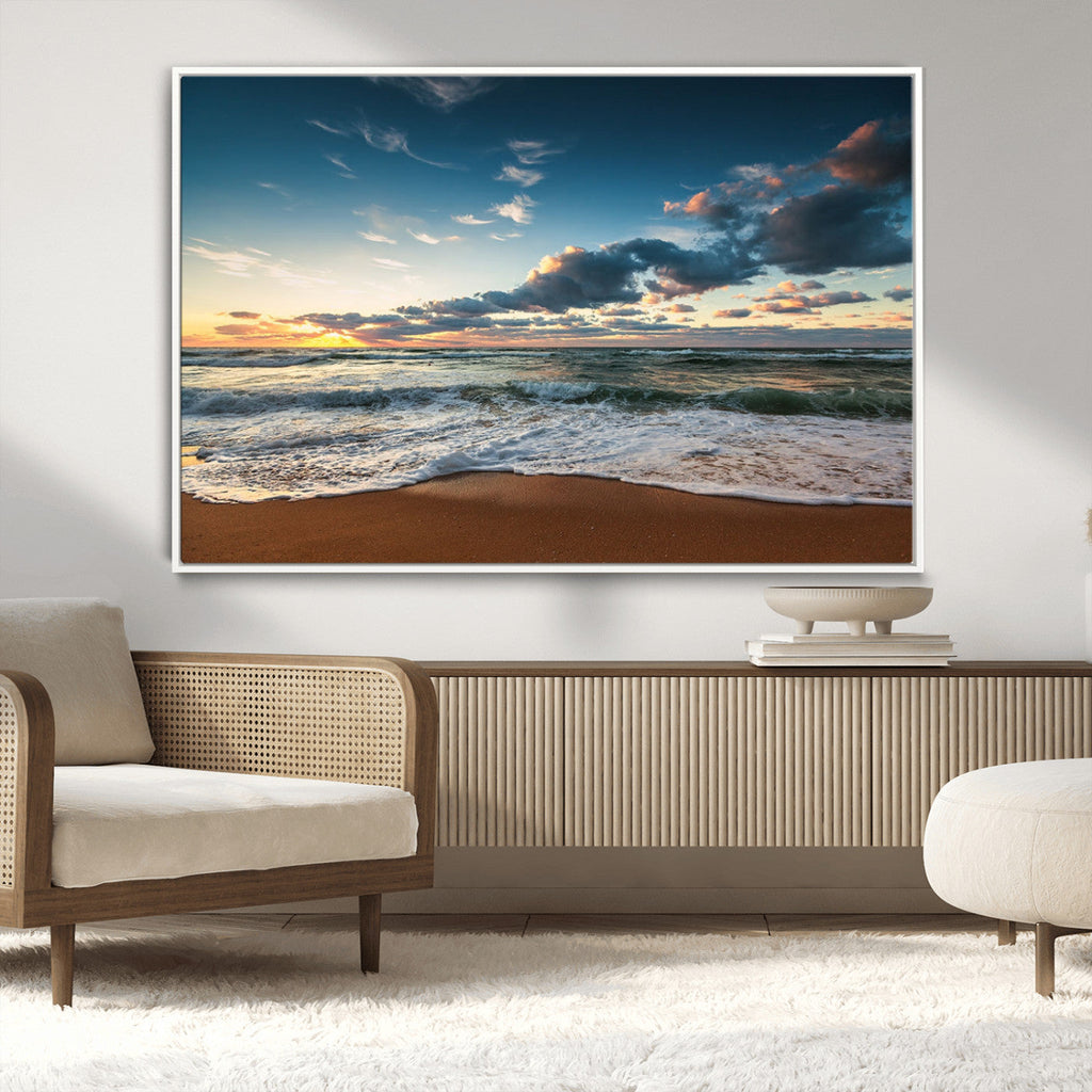 Ocean Beach Wall Art Canvas Print Sunset Artwork Print