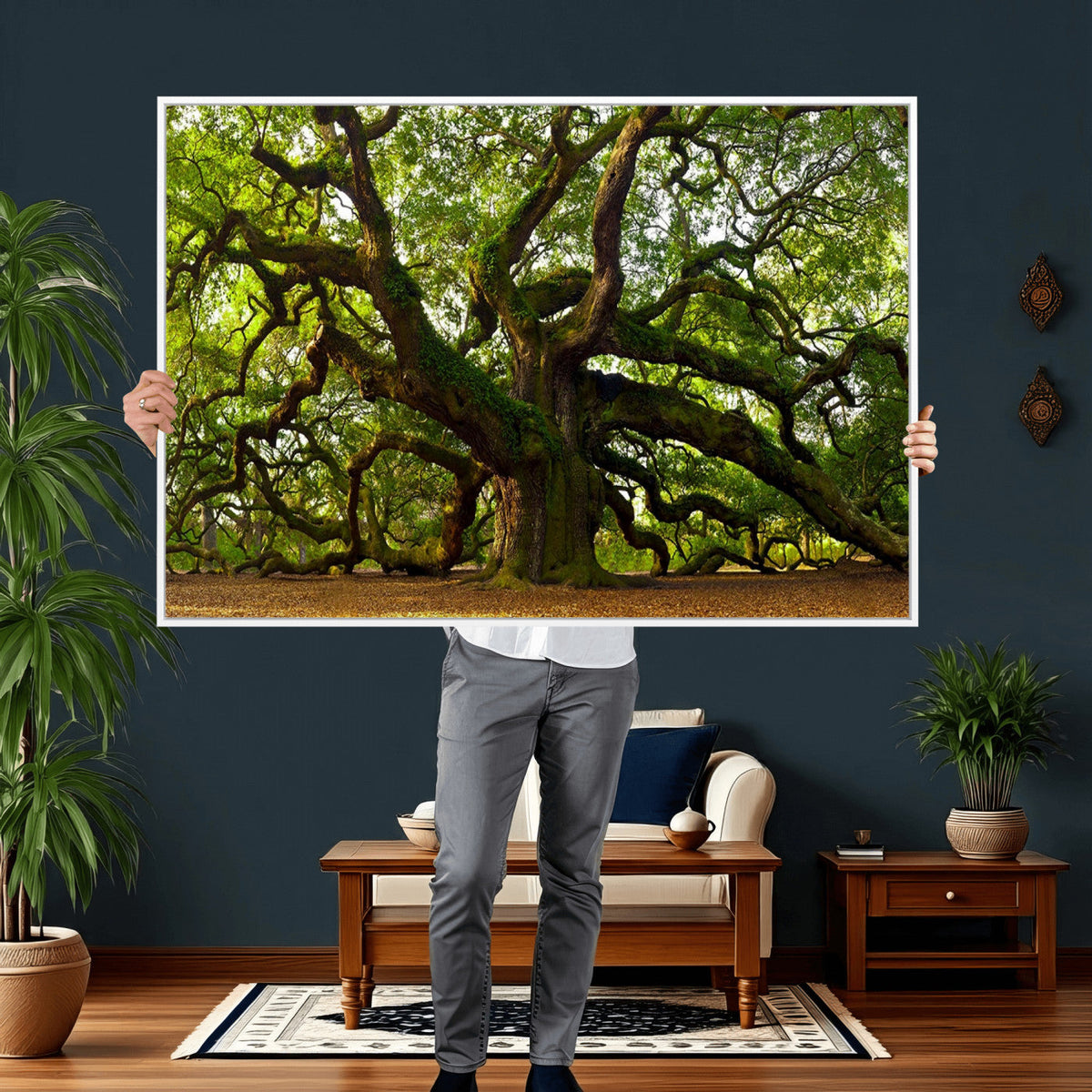 Angel Oak Tree Wall Art Canvas Print | Forest Tree Nature Photography Print