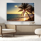 Sunset Palm Trees Wall Art Canvas Print