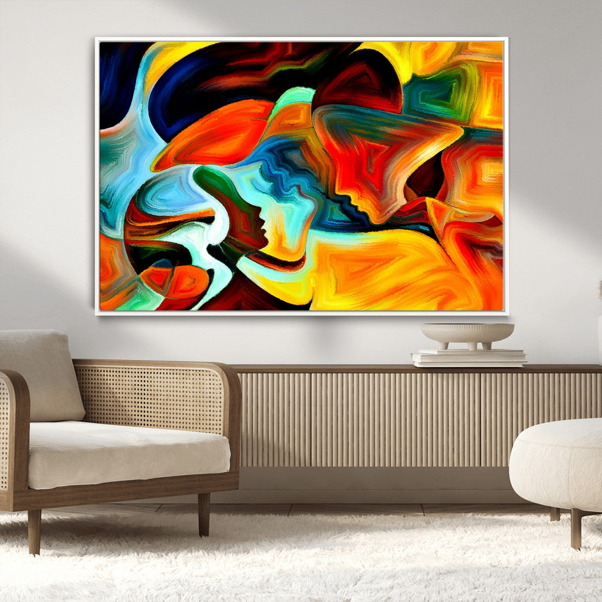 Human Love Figures Abstract Wall Art Canvas Print