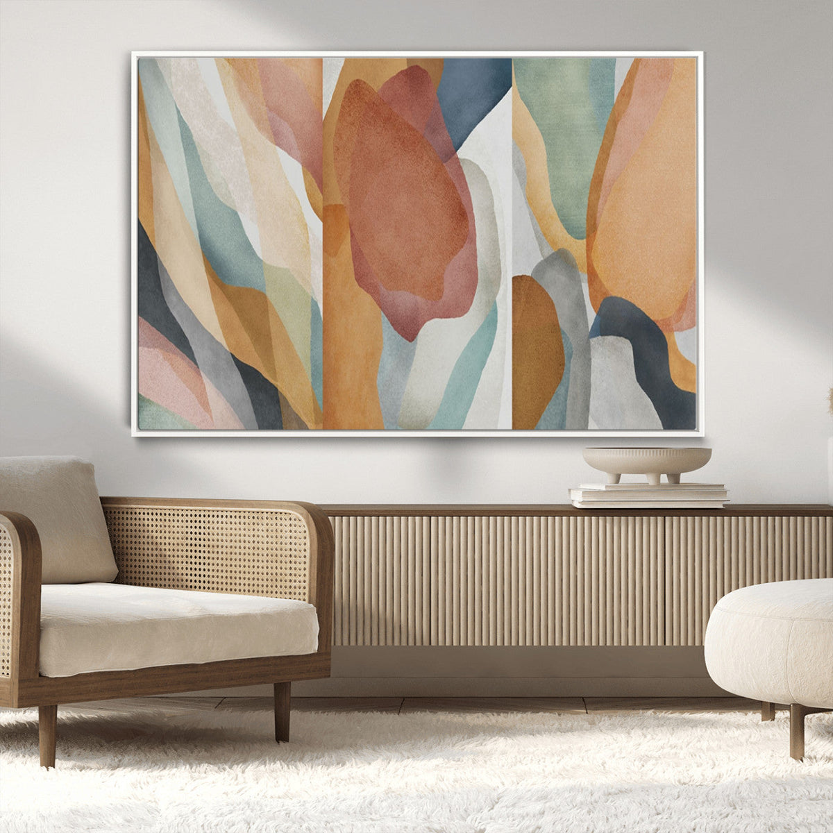 Boho Wall Art Canvas Print Set, Watercolor Boho Wall Art