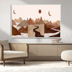 Boho Wall Art Canvas Print Set | Mid-Century Bohemian Wall Artwork, Boho Neutral