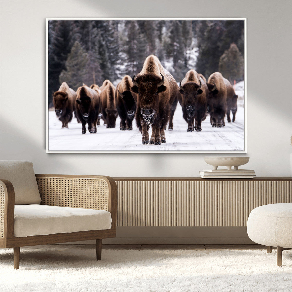 Bison Wall Art Canvas Print, Bison Herd Canvas Wall Art