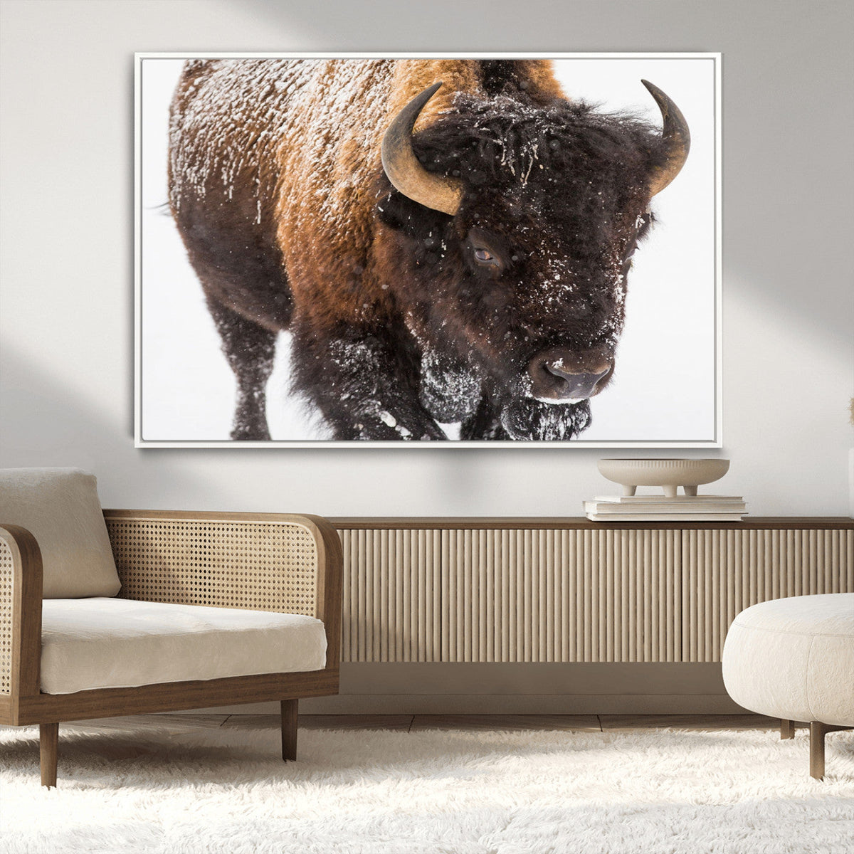 Bison Wall Art Canvas Print For Farmhouse, Wild Animal Wall Art