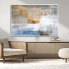 Blue Multi Panel Abstract Wall Art Canvas, Abstract Blue and Gold Canvas Print