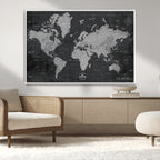 World Map Canvas Print, Detailed Map of the World Wall Art for Home or Office