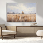 Golden Fields Wall Art Print Canvas | Serene Minimalist Landscape for Farmhouse Decor