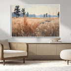 Golden Fields Canvas Wall Art Print | Serene Minimalist Landscape for Modern Decor