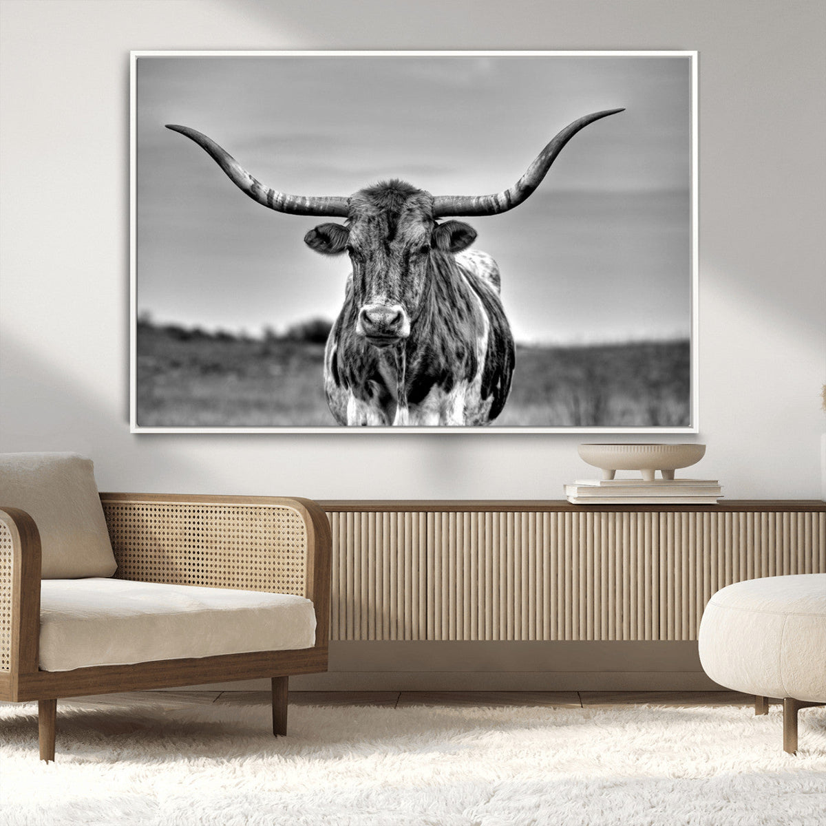 Texas Longhorn Cow Wall Art, Texas Longhorn Canvas, Cattle