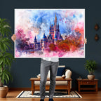 Disney Wall Art: Dreamy Watercolor Cinderella Castle Canvas Print
