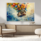 UP-Inspired Floating House with Balloons Canvas Art | Colorful Wall Decor