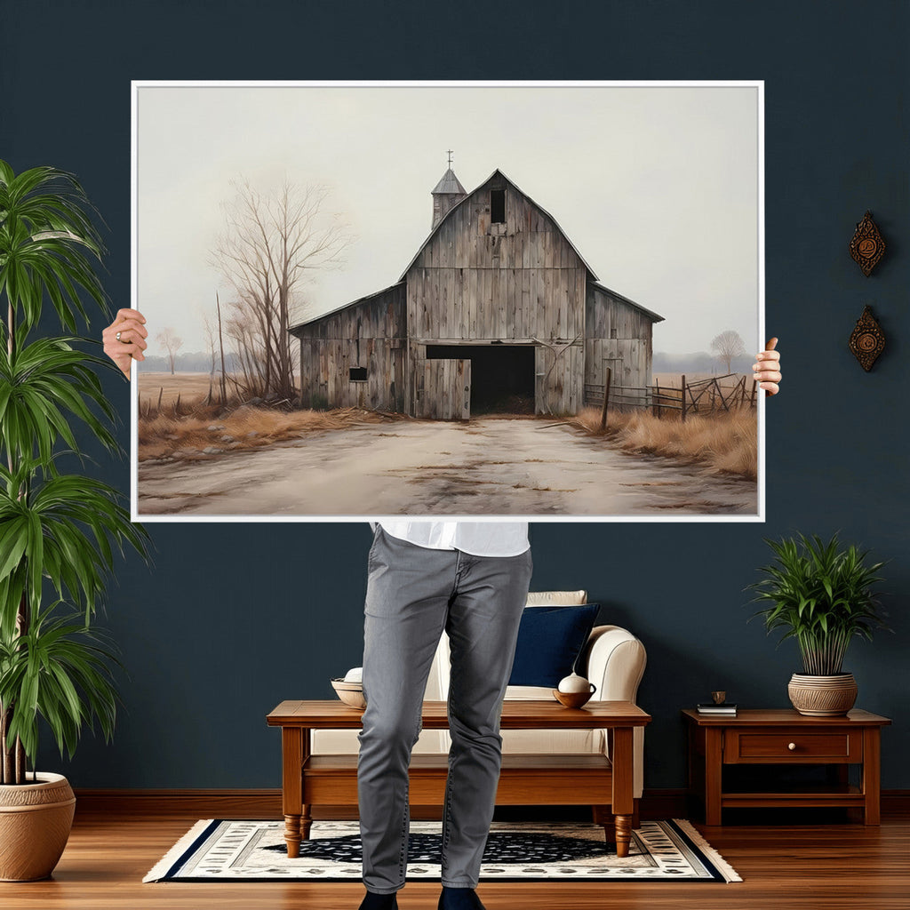 Farmhouse Rustic Barn Wall Art Canvas Print, Framed and Ready to Hang