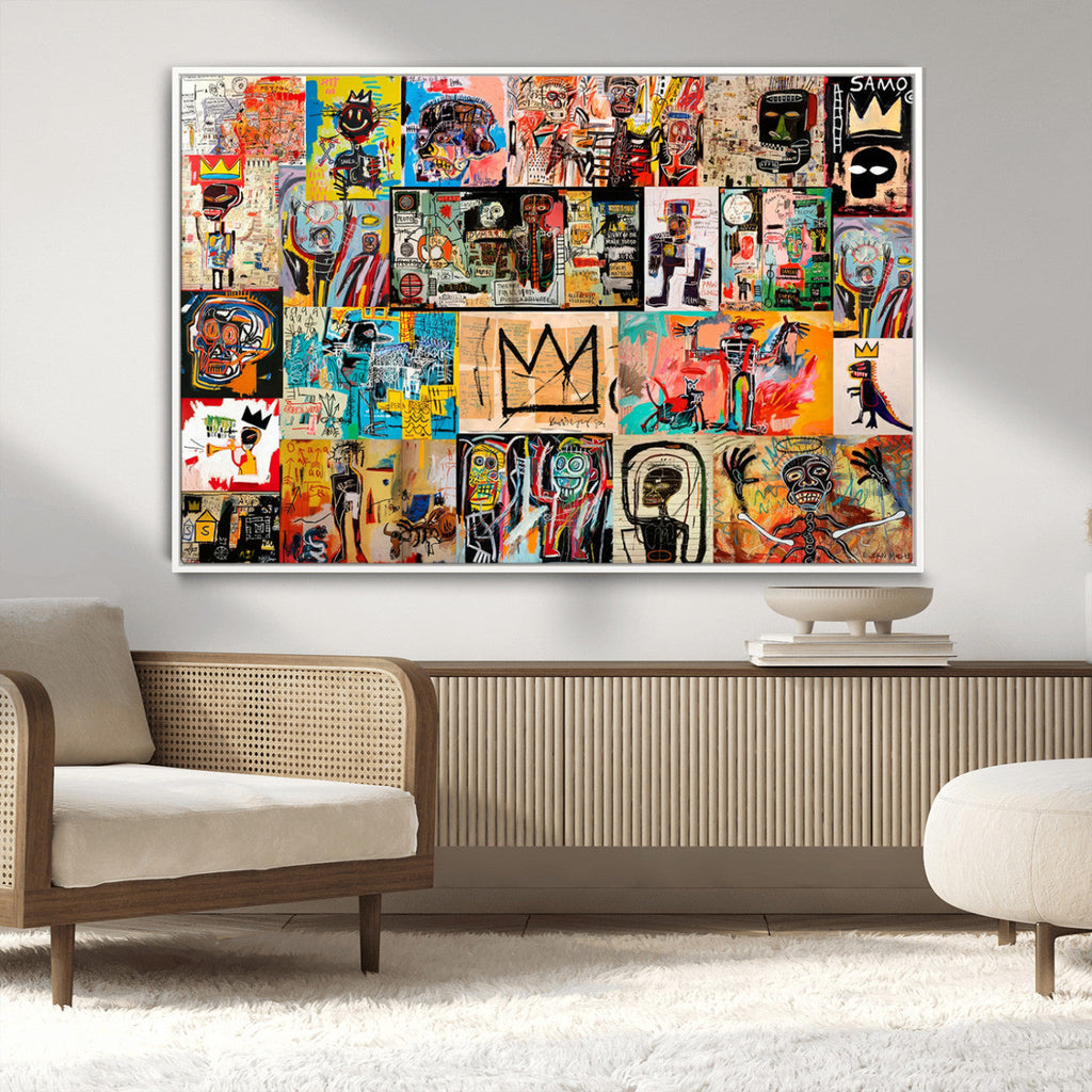 Abstract Art Collage Wall Art Canvas Print, Urban Graffiti Style