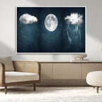 3 Piece Indigo Cloud Wall Art, Thunderstorm Moon Cloud Artwork