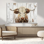 Rustic Longhorn Bull Wall Art Canvas Set