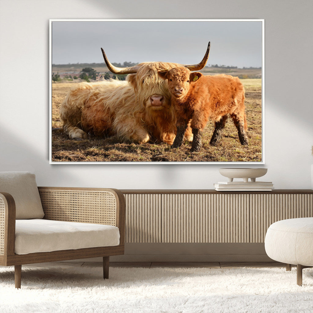 Highland Cow Canvas Wall Art Animal Print for Farm House Decor