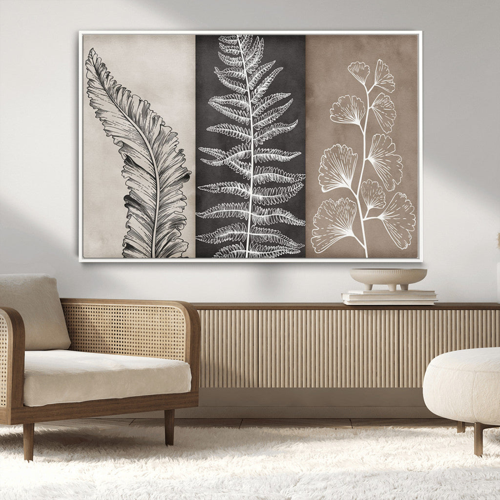 Minimalist Botanical Wall Art Canvas Print, Framed and Ready to Hang