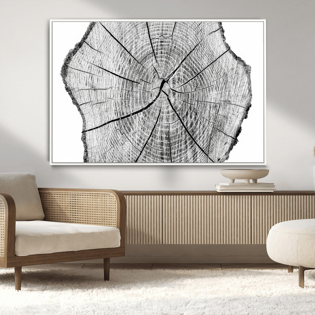 Rustic Tree Ring Wall Art Canvas Print, Framed and Ready to Hang