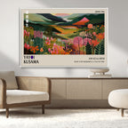 Yayoi Kusama Abstract Print, Vibrant Floral Mountain Art
