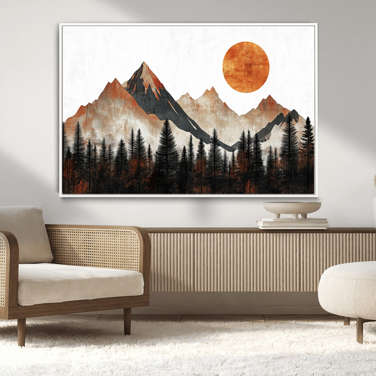 Modern Abstract Mountain Canvas Wall Art Print