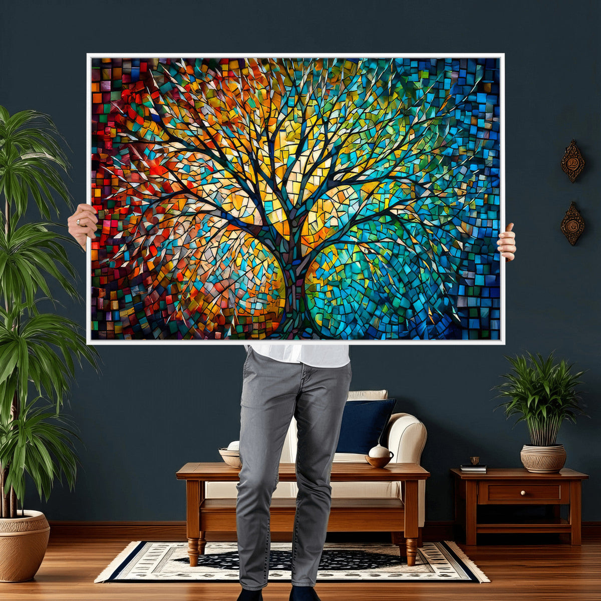 Yggdrasil Tree of Life Wall Art Print | Mosaic Style Canvas Wall Art