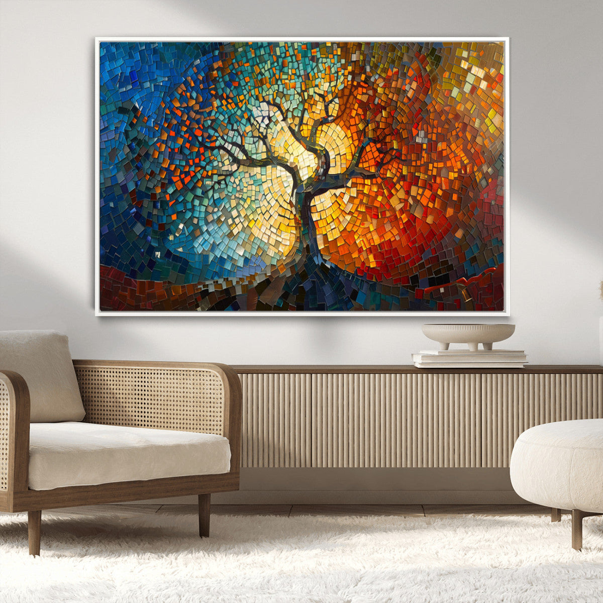 Yggdrasil Tree of Life Mosaic Stained Glass Wall Art Canvas Print