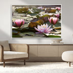 Lotus Flower Wall Art Canvas Print, Water Lily Large Wall Art for Yoga Room Decor