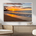 Tropical Beach Wall Art | Framed Sunset Ocean Canvas