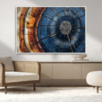 Framed Abstract Tree Ring Wall Art Print, Natural Rustic Wood Grain Canvas Print
