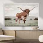 Texas Longhorn Wall Art | Framed Spotted Cattle Canvas