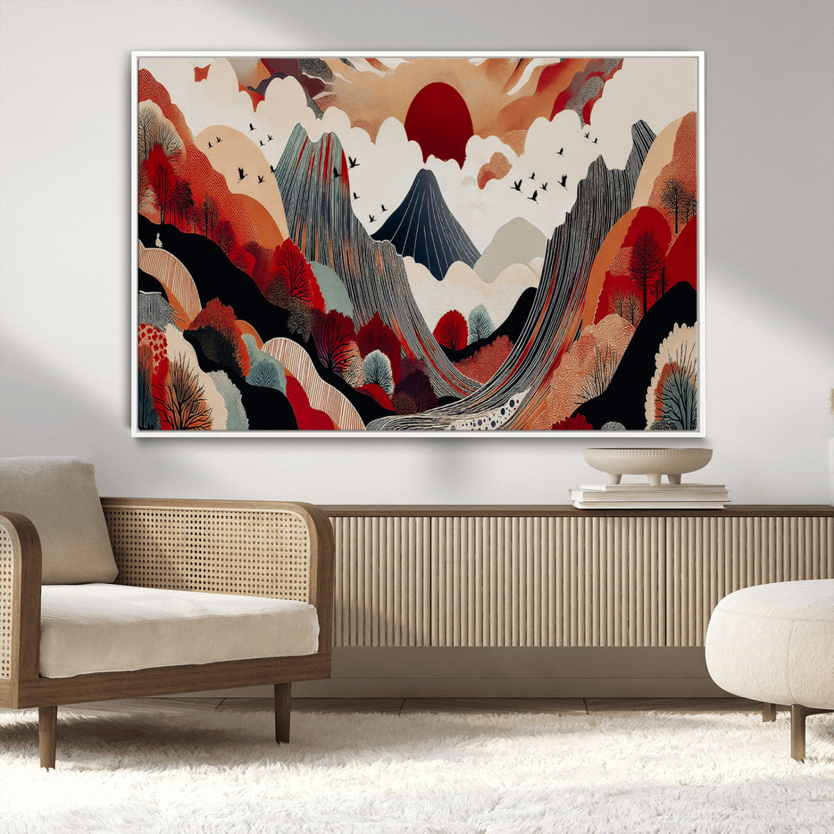 Abstract Mountain Wall Art Canvas Print | Vibrant Stylized Landscape