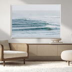 Ocean Waves Wall Art Canvas Print, Framed Surfer Lineup on a Crowded Ocean