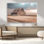 Rustic Barn Wall Art Canvas Print, Framed Wheat Field Scene