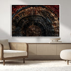 Dark Wood Ring Wall Art Canvas Print, Framed Abstract Tree Slice Print, Rustic Wood Grain Decor