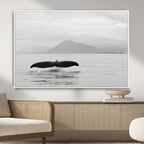 Whale Tail Wall Art | Framed Black White Ocean Canvas