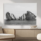 Coastal Wall Art | Framed Black White Ocean Canvas Artwork