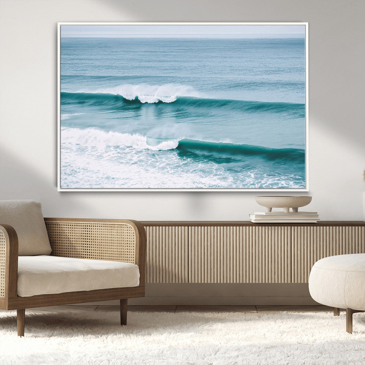Ocean Swell Wall Art Canvas Print, Framed Surf Waves and Blue Water Scene