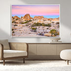 Vibrant Sunset Sky Wall Art Canvas Print, Framed Joshua Tree Desert Artwork