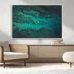 Ocean Surf Wall Art Canvas Print, Framed Vibrant Blue Waters Seascape Artwork